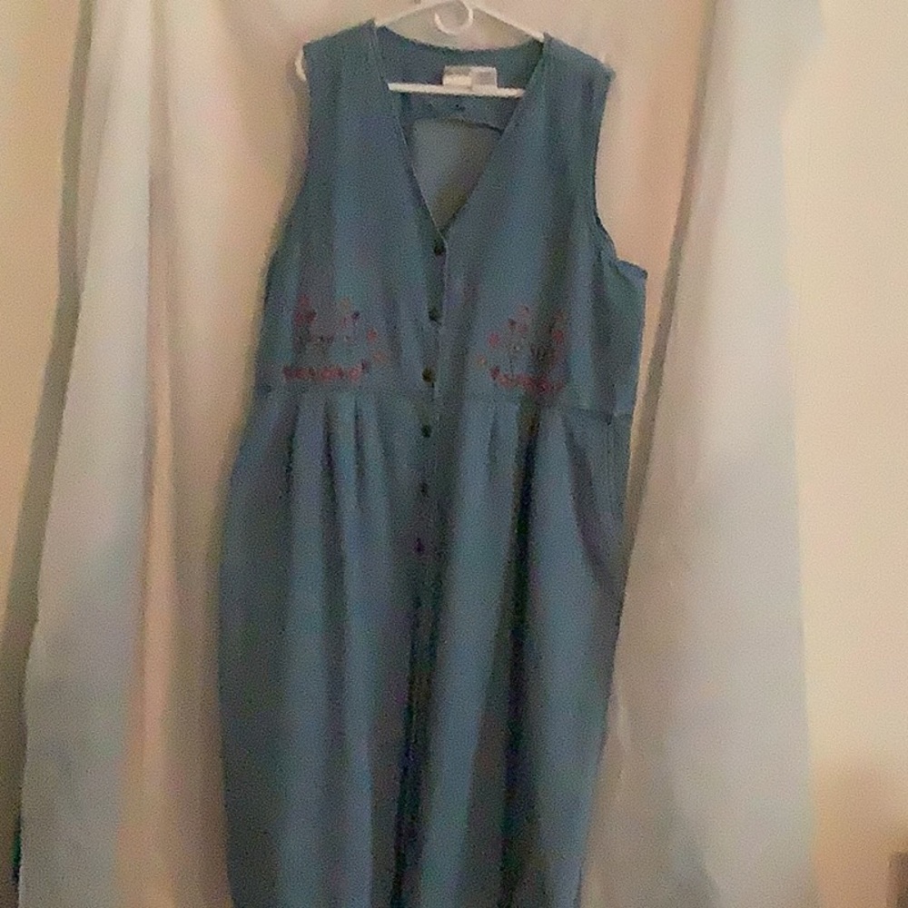 Jeans sleeveless dress 2X. 100%cotton. Pockets